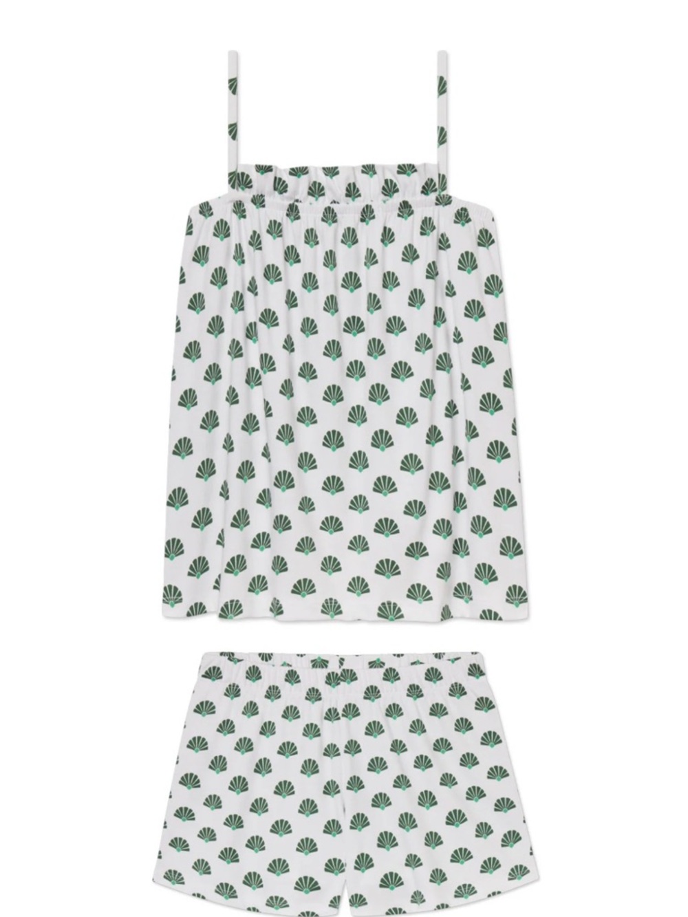 LAKE Pima Ruffle Shorts Set in Eden Scallop Shell